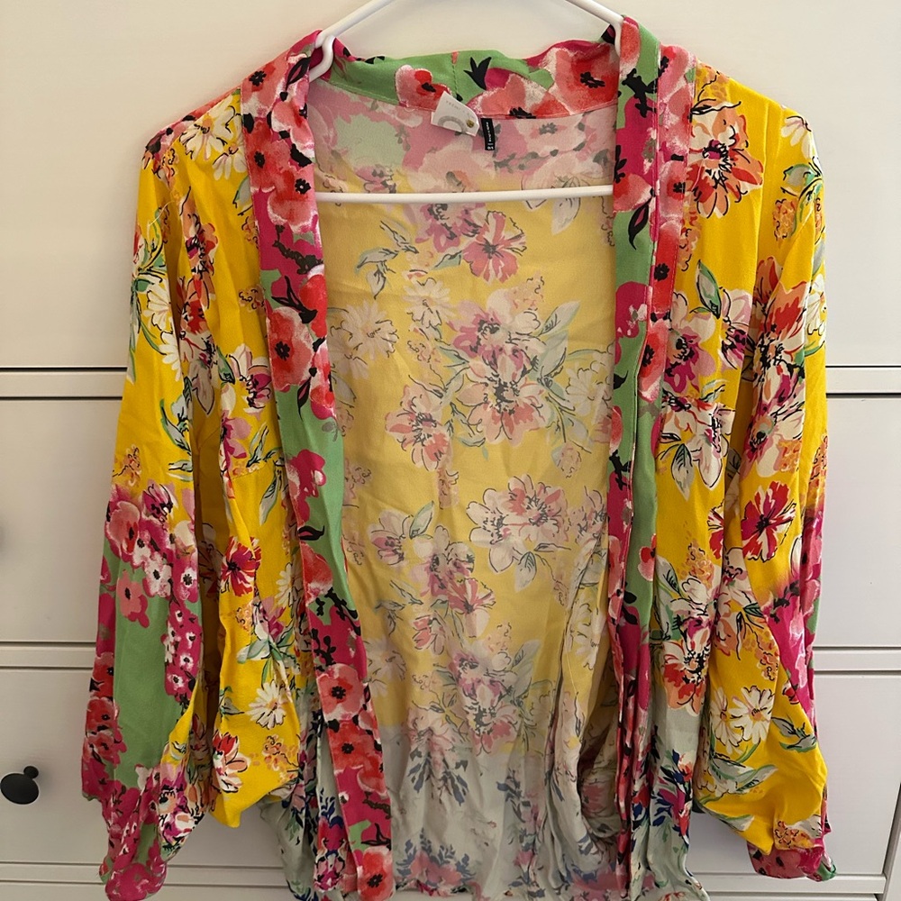 Anthropologie Vibrant Floral Kimono
